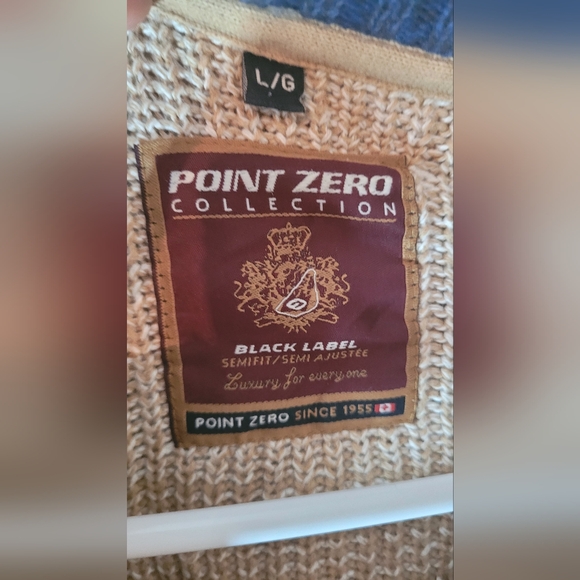 point zero black label collection taupe /tan long sleeve knit sweater large - Picture 3 of 10